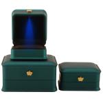 LED Light Jewelry Box for Custom Luxury Crown Jewelry Packaging Plastic Velvet