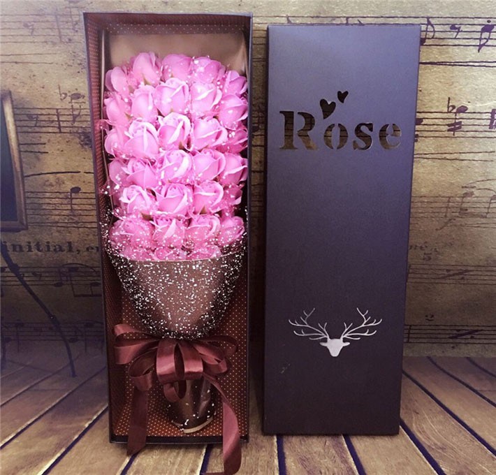 Hot Sale Luxury Custom Festival Rose Flower Cardboard Flower/Gift Paper Box with Lid