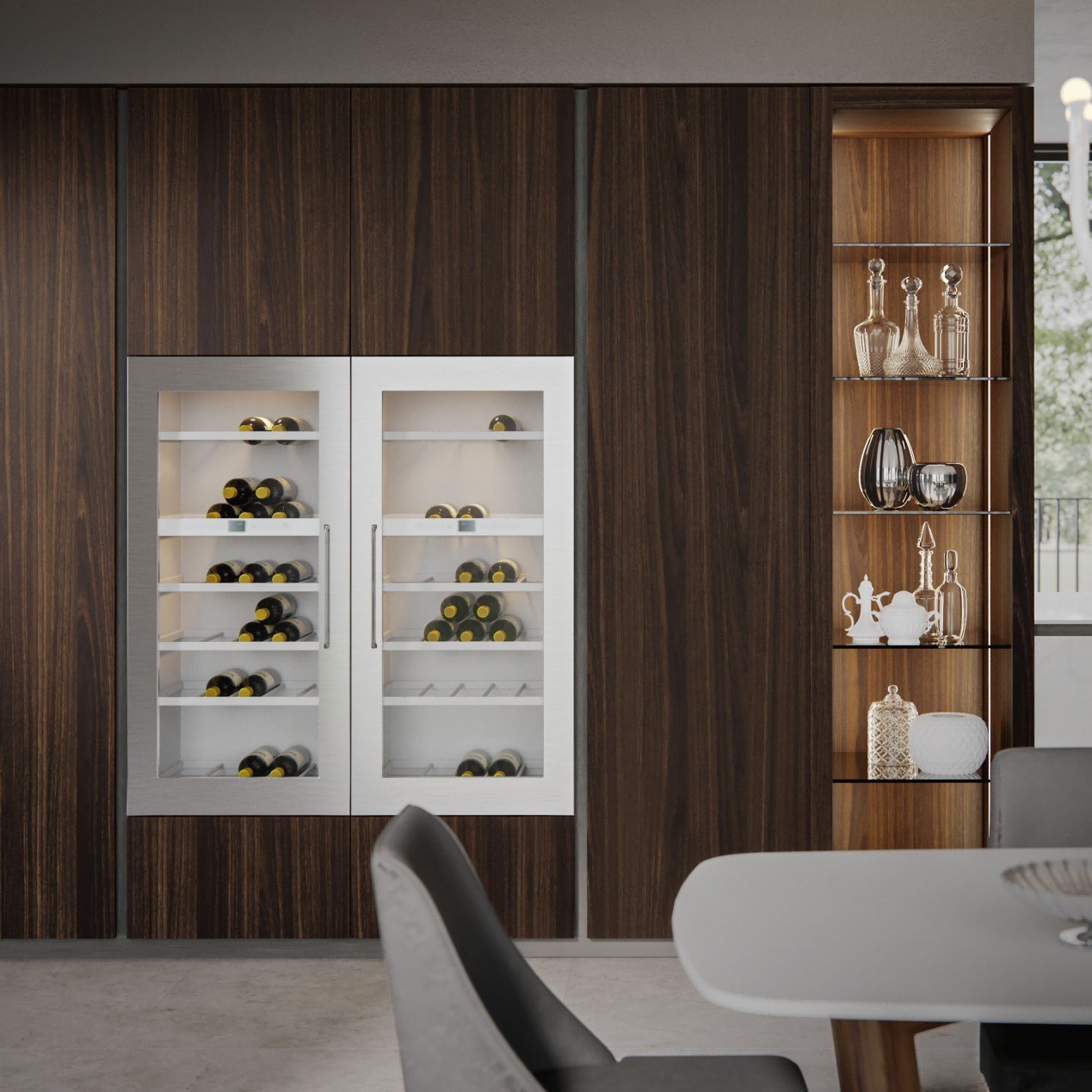 High-end Design Melamine Kitchen Cabinet CustomizationAnd Automatic Push-to-Open Doors