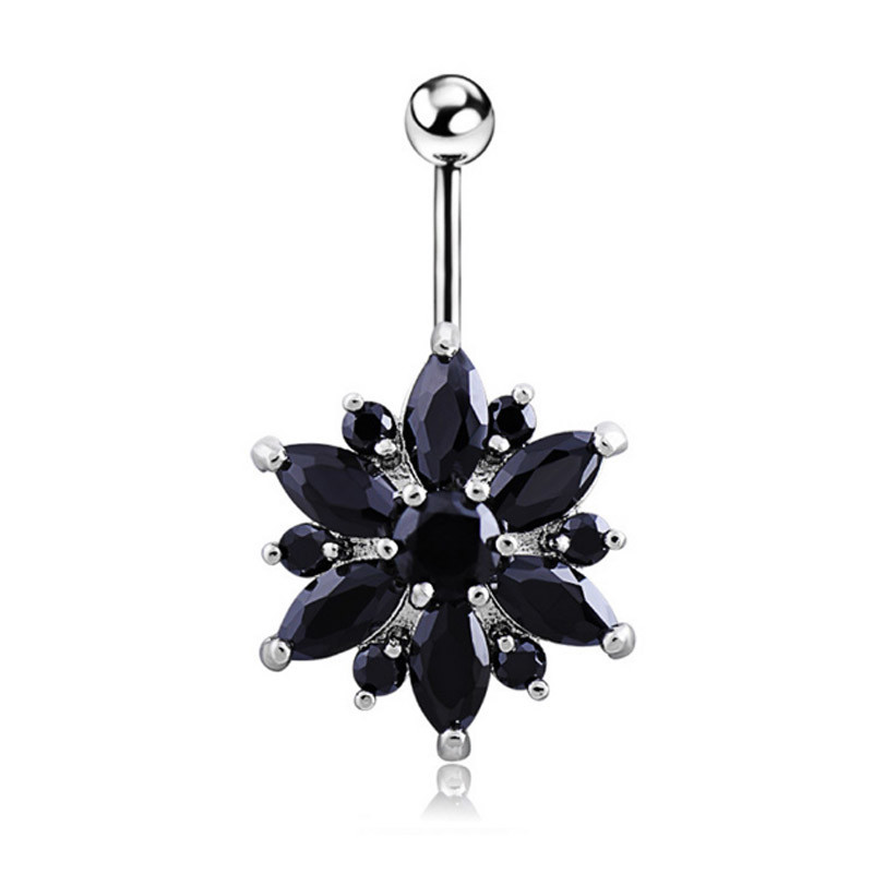 Newest flower shaped navel ring zircon belly button ring piercing jewelry