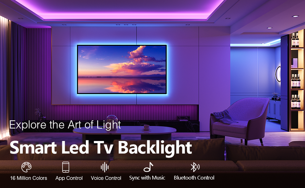 0.5kg HDMI Sync TV LED Backlights With Music Sync Function 4K HDR Support HDMI Strip