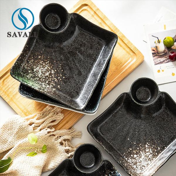 Buy cheap Banquet Retro Black Porcelain Dinnerware stackable Porcelain Divided Dinner Plates from wholesalers