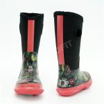 BSCI Kids Warm Rain Boots , Flowers Printed Slip Resistant Rain Boots
