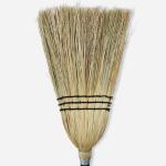 Solid Wood Handle Dust Push Broom Corn Bristles Garage Patio