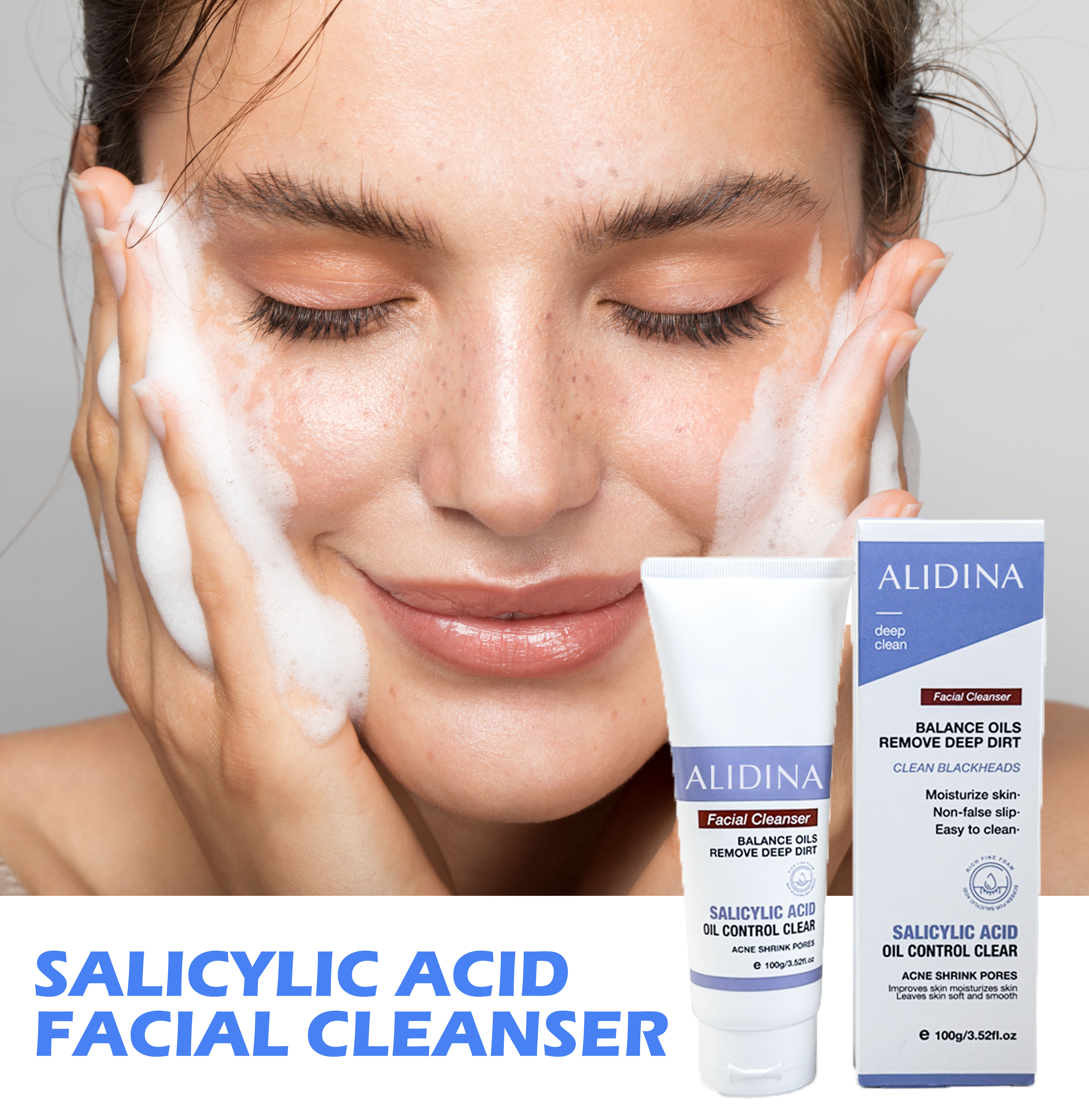Wholesale Salicylic Acid Deep Cleaning Organic Skincare Cleanser Hydrating Cleansing Face Wash Soothing All Skin