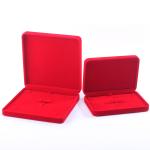 Custom Logo Red Velvet Jewelry Box for Stud Earrings and Necklace
