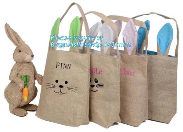 Buy cheap burlap easter tote, bunny ear kid Jute Shopping Bag With Leather Handles,cambric bag,Custom logo jute tote shopping bag from wholesalers