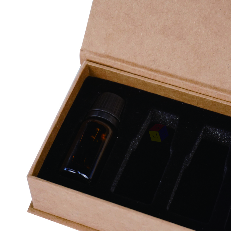 Kraft Paper Cosmetic Serum Dropper Bottle Packaging Gift Boxes with Foam Insert Rigid Boxes