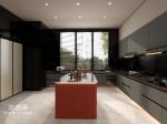 Fadior U-Shaped Layout Gray And Crimson Red Stainless Steel Kitchen Cabinet