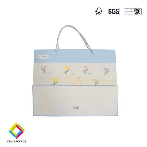 Buy cheap Blue Logo Hot Foiled Stamping Luxury Matt Cardboard Paper Bag With Cotton Rope Handles from wholesalers
