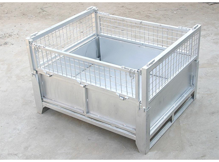 Silver Side Cover Stacking Rack System , Industrial Steel Folding Plastic Turnover Box