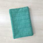 Hot saled export 100% polyester green microfiber big grid dry wipes for house