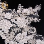 Garment White 3D Flower Lace Trim Embroidery Customized Size 80% Nylon