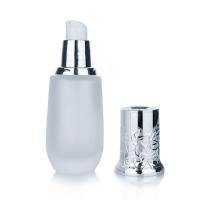 Buy cheap 45ml White Glass Frosted Cylindrical Bottle With Silver Lid For Cosmetic Glass product