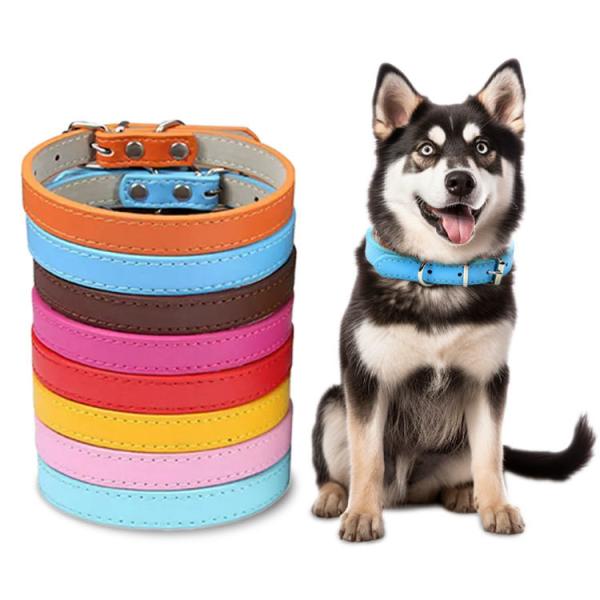 Buy cheap Brown Yellow Purple Pink Leather Dog Collar Personalized Leather Breakaway Cat Collar from wholesalers