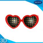 Colorful Frame 3D Fireworks Glasses , Plastic Red Diffraction Glasses