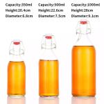 Round 600ml Glass Bottle With Stopper Caps Carafe Swing Top Beer Bottle Kombucha