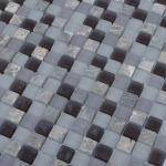 300x300mm mosaic glass tile sheets,glass mosaic bathroom tiles,black &grey &