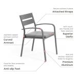 Extendable Metal Dining Table and Chair Set for 4-8 People in Courtyard by