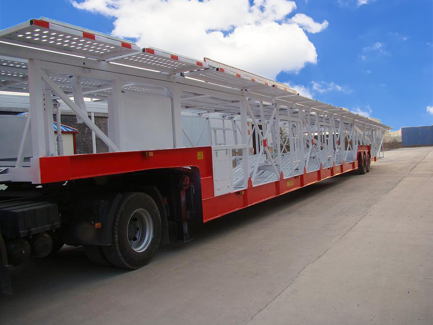Air Brake Two Deck Pickup Truck Trailer Skeleton Type 6 Car Carrier Transport Trailer