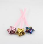Novelty plastic ballpen star decor with glitter surface two sides for boutique