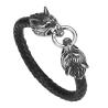 Buy cheap Hot Sales PU Leather Stainless Steel Double Wolf Heads Bracelet from wholesalers