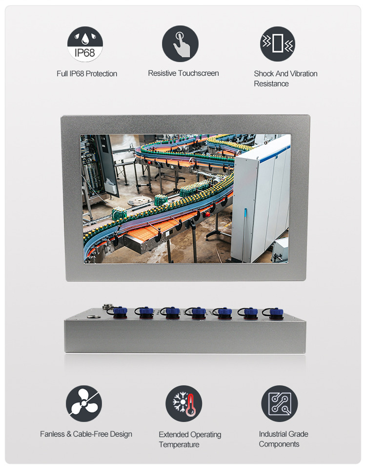 Outdoor Resistive Ip66 Waterproof Touch Screen PC Humid Environment Use