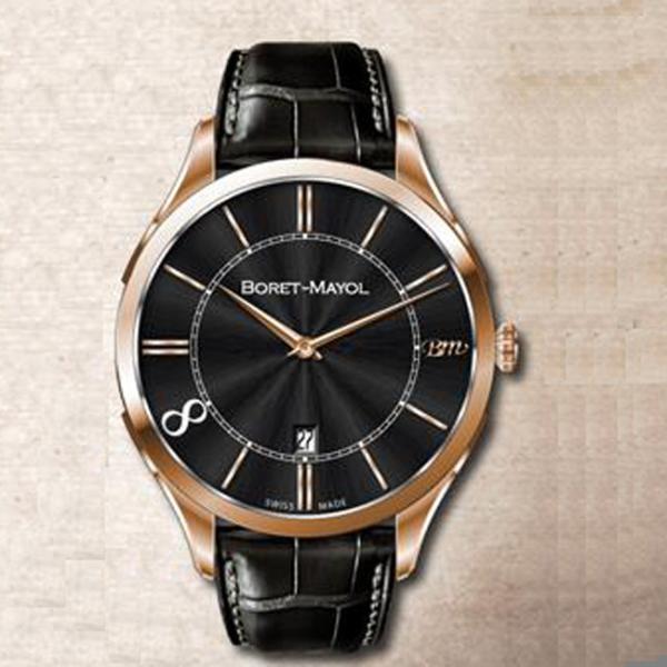 Large Face Round Classic Automatic Watch Stainless Steel With Genuine Leather