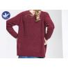 Buy cheap Big Side Slit Ladies Chunky Wool Jumpers , Women's V Neck Wool Sweater Red Color from wholesalers