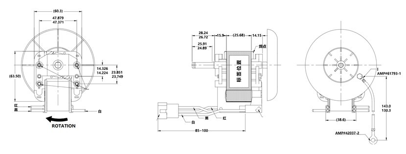 50W 0.85A C Frame Shaded Pole Motor AC Single Phase With Cooling Fan