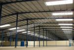 Sliding Door Prefab Steel Frame House , Single Slope Prefab Metal Warehouse