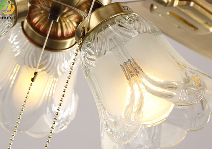3/4/5 heads American Indoor Ceiling Fan fancy Gold Color LED Ceiling Fan