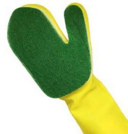 Buy cheap Sponge Scouring Pad Latex Cleaning Gloves For Dish Washing Yellow Color from wholesalers