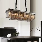 Semi flush Crystal ceiling Pendant Light Fixtures Amber Color For Home