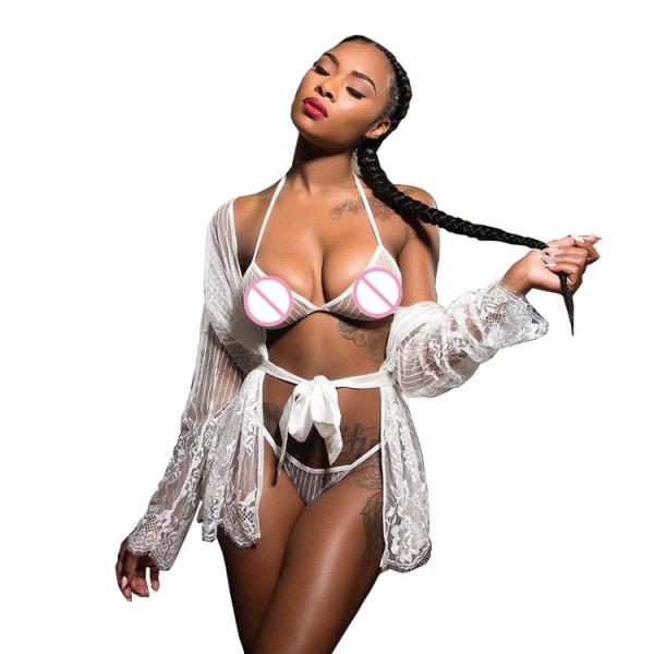 Buy cheap Transparent Ladies Teddy Panties Customized Sexy Lingerie Set Lace Robe Mature Women Sexy Underwear from wholesalers