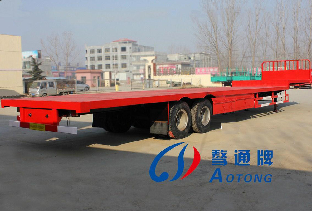 JUYUAN 55 Ton Tri Axis/2 Axles 40ft Used Flatbed Container Trailer Dependable Certificate