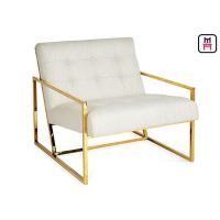 Buy cheap Single / Beige Blue Velvet Accent Chair Luxury Armrest Stainless Steel Gold / product