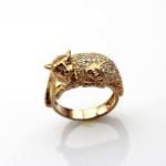 Rose Gold Plated 925 Silver Pave Cubic Zirconia Cat Ring (R216)