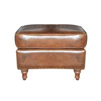 Buy cheap Comfortable Relax Vintage Leather Furniture Medium Brown Storage Ottoman For product
