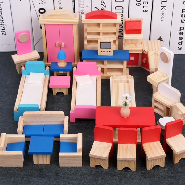 Buy cheap Classical 26CM Wooden Dolls House Furniture Diy Miniature Dollhouse Accessories from wholesalers