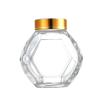 Buy cheap 200ML 380ML Glass Hexagon Honey Bottle With Golden Silver Red Black Metal Lid from wholesalers