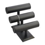 Three Floors Bracelet Holder Stand , Black Velvet Bracelet Display 34x185x270mm