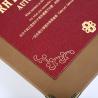 Buy cheap Embossing Wooden Book Shaped Gift Box Leather Wrapping Surface Round Spine 3D Metal Logo from wholesalers