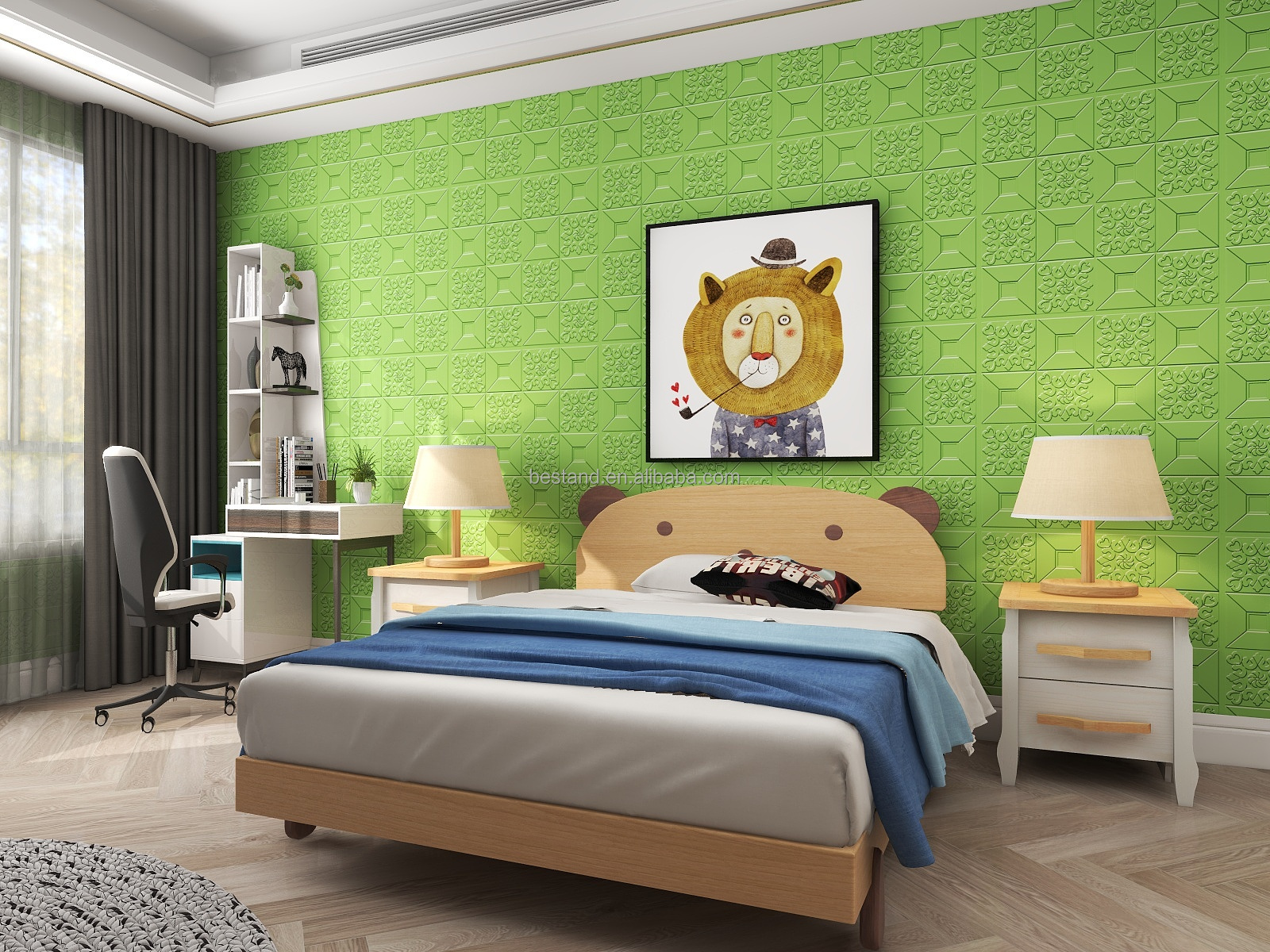 Durable Waterproof Modern Simple Wall Decorative Leaf Flower Shape 3d PE foam Wall Panels Wallpaper for Administration