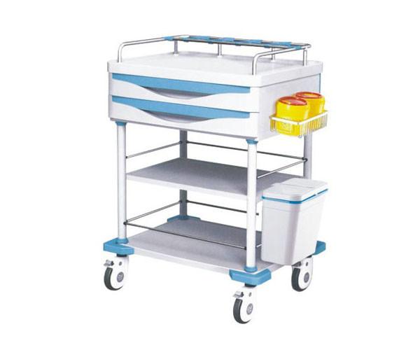 Steel Frame Medical Instrument Trolley Crash Cart With Infusion Rack Drug
