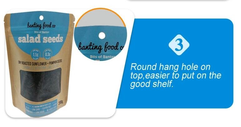 Food Packaging Kraft Paper Stand up Bag Zipper Lock Pouch with Window