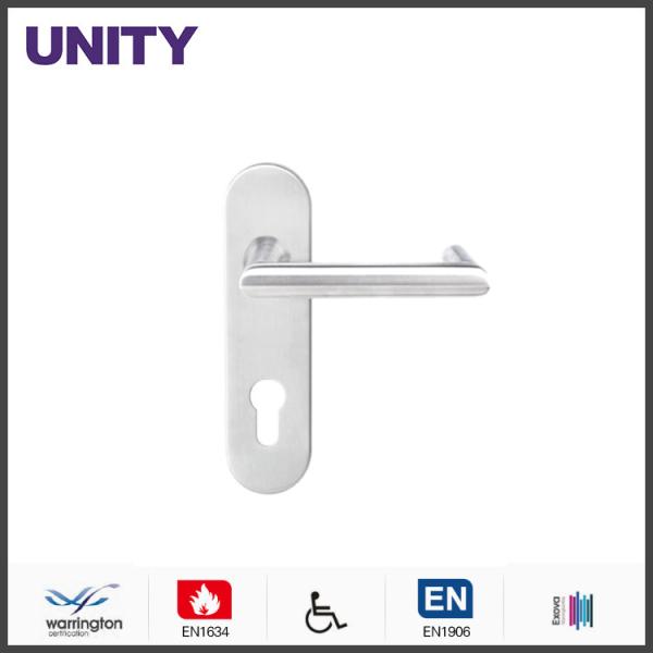 Buy cheap AISI304 stainless steel door handle for 72mm center mortice locks from wholesalers