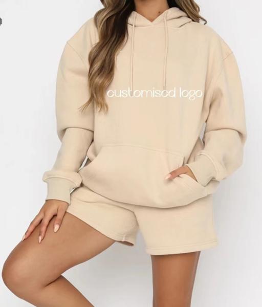 Buy cheap Cotton Fleece Puff Print Hoodies 2 Piece Set 100% Polyester Women Sportswear from wholesalers