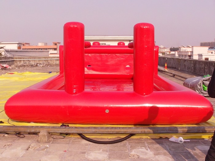 Airtight Red Tennis Court Shape Inflatable Sports Games With 4 Basket Hoops