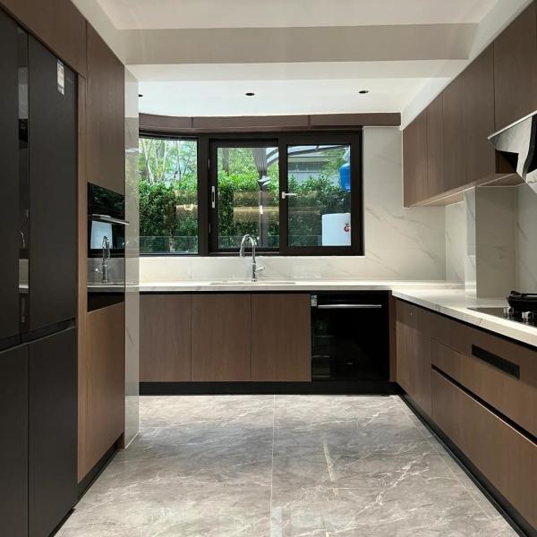 Professional Complete Wooden Veneer Kitchen Design Modern Cupboards For kitchen